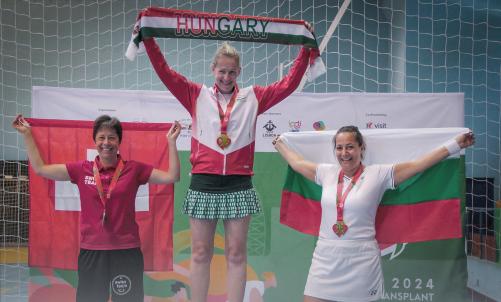 Krisztina a dobogó tetején: egyéniben is aranyat szerzett Fotó: Magyar Szervátültetettek Szövetsége  