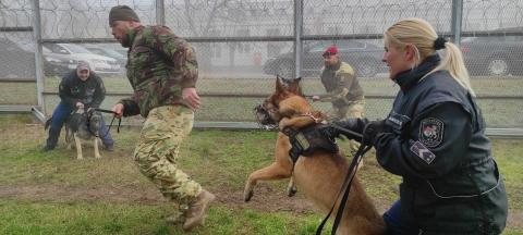 A Fővárosi Büntetés-végrehajtási Intézet és a Magyar Honvédség Katonai Rendészeti Ezredének kutyavezetői 