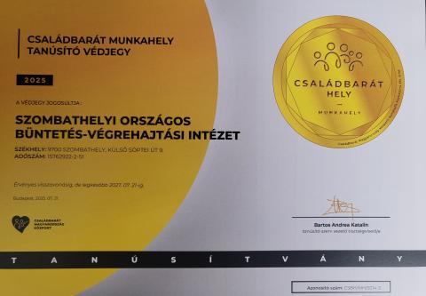 Családbarát Munkahely - Tanúsítvány